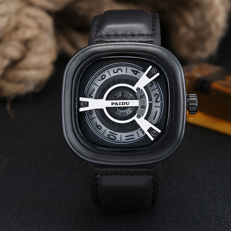 

paidu casual men's strap watch quartz business square personalized digital face trend watch 58997