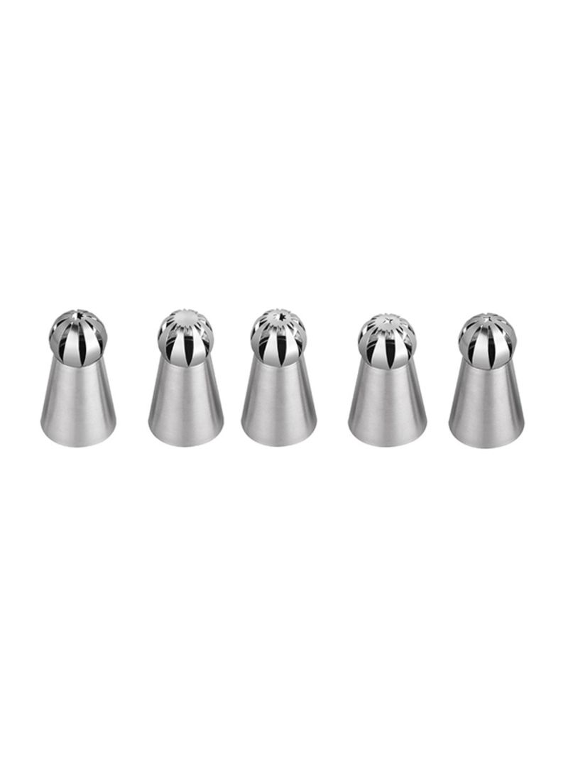 

5-piece flower ball tip cake piping nozzle silver 3 x 3 x 5.7centimeter